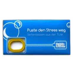 Seifenblasen Puste den Stress weg - Set mit Seifenblasenflüssigkeit & Mundstück