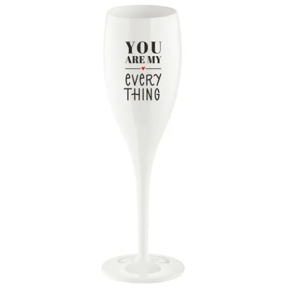 Sektglas YOU ARE MY EVERYTHING - weißes Kunststoff Champagnerglas mit Botschaft