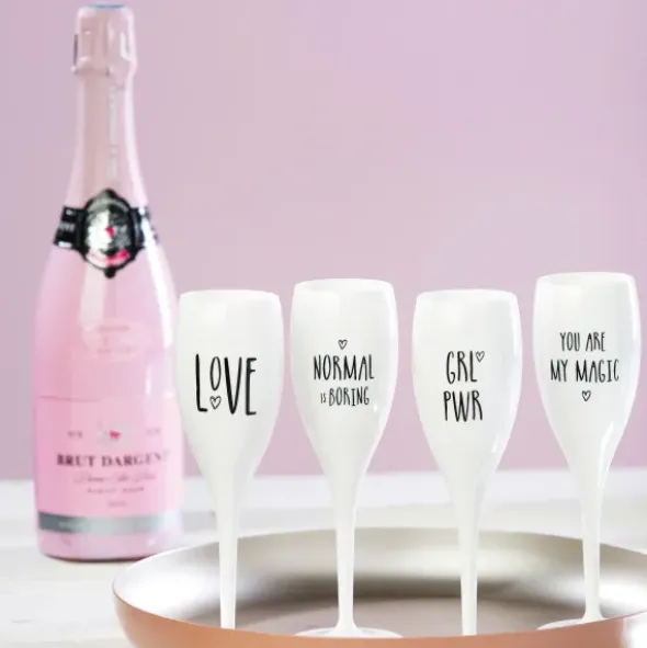 Sektglas YOU ARE MY SUNSHINE - weißes Kunststoff Champagnerglas mit Botschaft