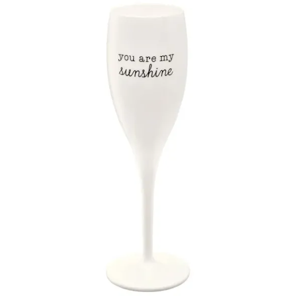 Sektglas YOU ARE MY SUNSHINE - weißes Kunststoff Champagnerglas mit Botschaft