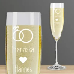 Sektgläser Hochzeit mit Gravur 2er-Set, Ringe
