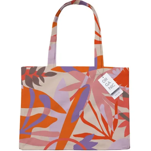 Shopper mit exotischem Blumenmotiv – große Henkeltasche & Strandtasche