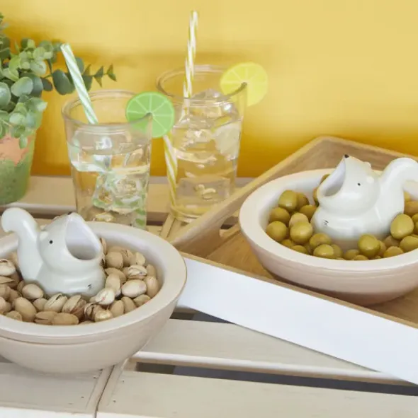 Snackschale hungriges Eichhörnchen mit Abfallfunktion, Keramik braun