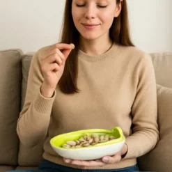 Snackschale Pistazie – Nussschale aus Keramik mit Deckel