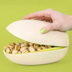 Snackschale Pistazie – Nussschale aus Keramik mit Deckel