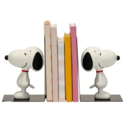 Snoopy Buchstütze – Peanuts Bücherhalter schwarz mit Snoopy Figur
