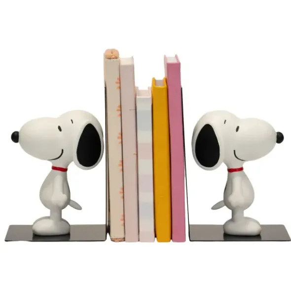 Snoopy Buchstütze – Peanuts Bücherhalter schwarz mit Snoopy Figur