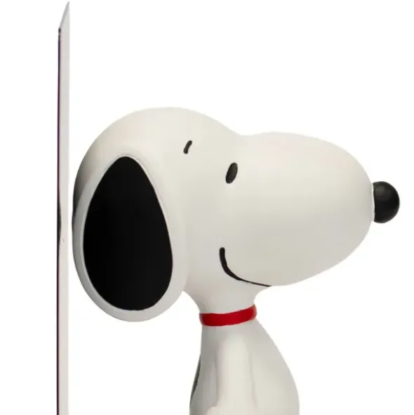 Snoopy Buchstütze – Peanuts Bücherhalter schwarz mit Snoopy Figur