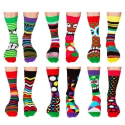 Socken-Adventskalender Christmas - 12 bunte Einzelsocken für Männer Gr. 39 - 46