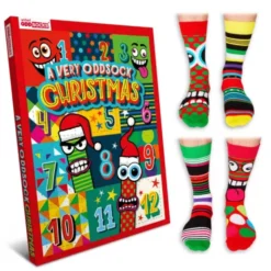 Socken-Adventskalender Christmas - 12 bunte Einzelsocken für Männer Gr. 39 - 46