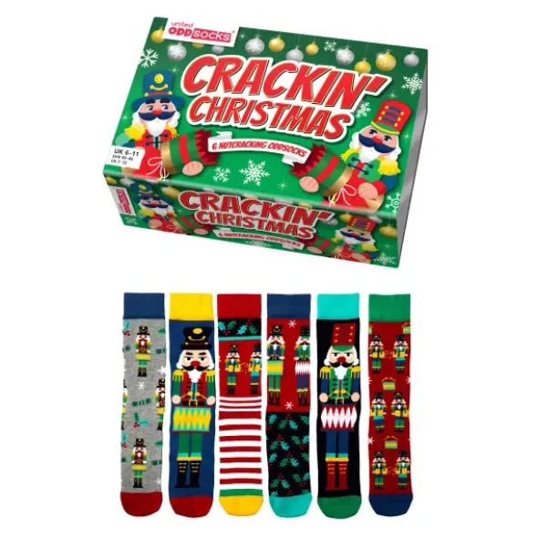 Socken Geschenkbox CRACKIN CHRISTMAS - 6 Nussknackersocken Gr. 39-46