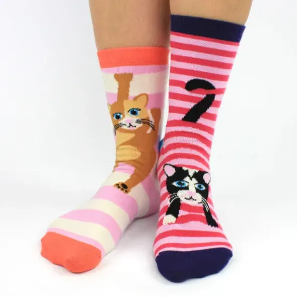 Socken Geschenkbox Feline Good! – 6 einzelne Socken mit Katzenmotiv Gr. 39–46