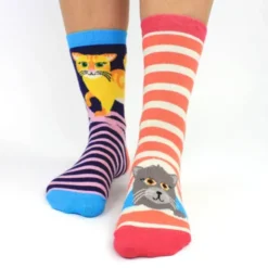 Socken Geschenkbox Feline Good! – 6 einzelne Socken mit Katzenmotiv Gr. 39–46