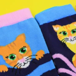 Socken Geschenkbox Feline Good! – 6 einzelne Socken mit Katzenmotiv Gr. 39–46