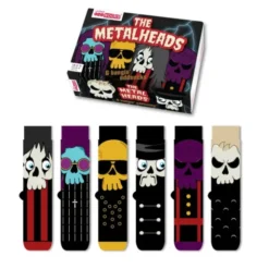 Socken Geschenkbox Heavy Metal – 6 einzelne Metalheads Socken Gr. 39–46
