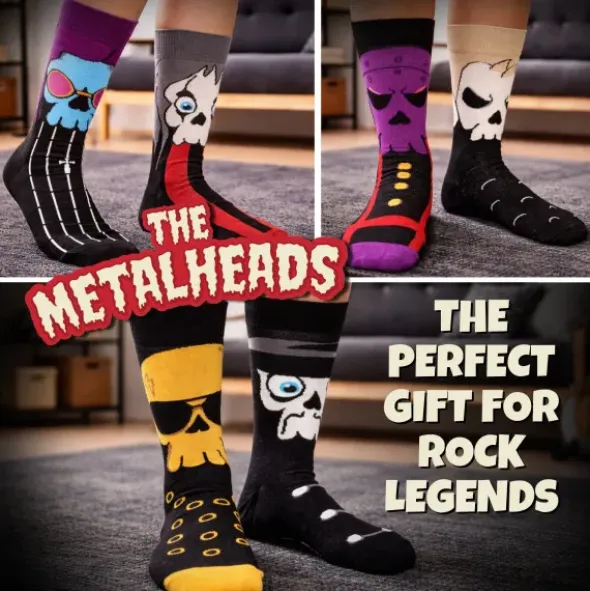 Socken Geschenkbox Heavy Metal – 6 einzelne Metalheads Socken Gr. 39–46