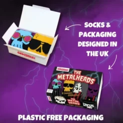 Socken Geschenkbox Heavy Metal – 6 einzelne Metalheads Socken Gr. 39–46
