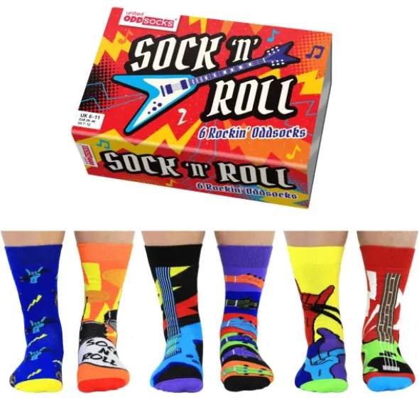 Socken Geschenkbox Rock 'n' Roll – 6 einzelne Sock 'n' Roll Socken Gr. 39–46