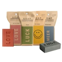 Spruchseife SMILE / Handseife gelb vegan