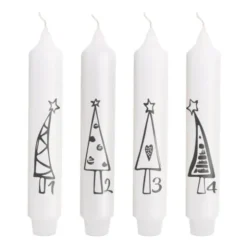 Stabkerzen Set „1234 Weihnachtsbäume“, 17 cm