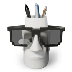 Stifteköcher mit Brillenhalter Moai - Schreibtisch Organizer - Osterinsel Kopf weiß