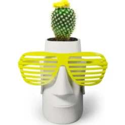 Stifteköcher mit Brillenhalter Moai - Schreibtisch Organizer - Osterinsel Kopf weiß