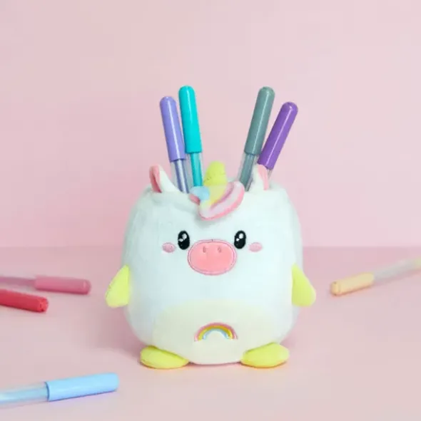 Stifteköcher Plüsch Einhorn, weiß