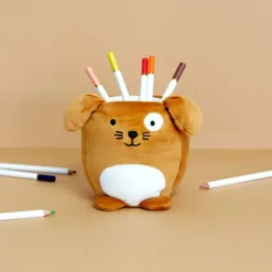 Stifteköcher Plüsch Hund, braun