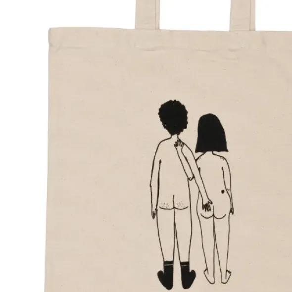 Stofftasche Jutebeutel, naked couple back