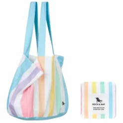 Strand- / Tragetasche Unicorn mit Innentasche - faltbar, pastell bunt gestreift