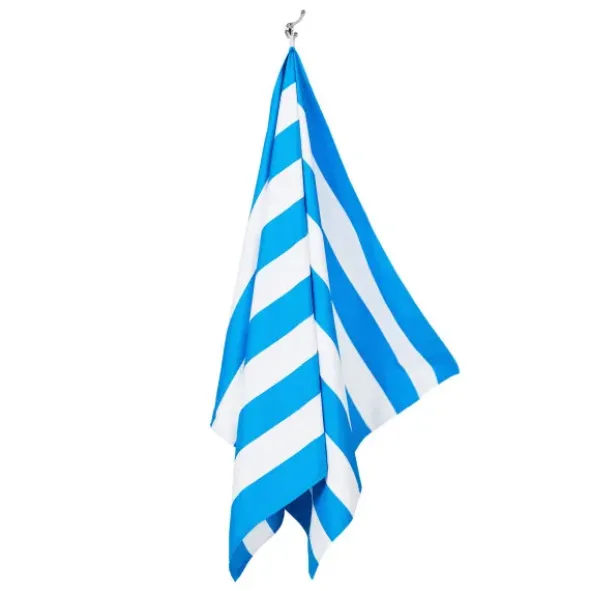 Strand- und Badetuch blau-weiß gestreift - XL Handtuch 200 x 90 cm mit Beutel, schnelltrocknend & leicht
