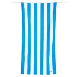 Strand- und Badetuch blau-weiß gestreift - XL Handtuch 200 x 90 cm mit Beutel, schnelltrocknend & leicht