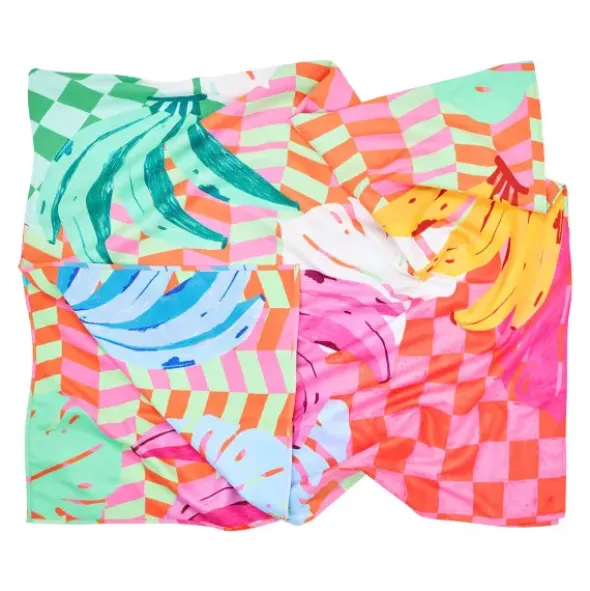 Strand- und Badetuch buntes Bananen Motiv - XL Handtuch 200 x 90 cm mit Beutel, schnelltrocknend & leicht