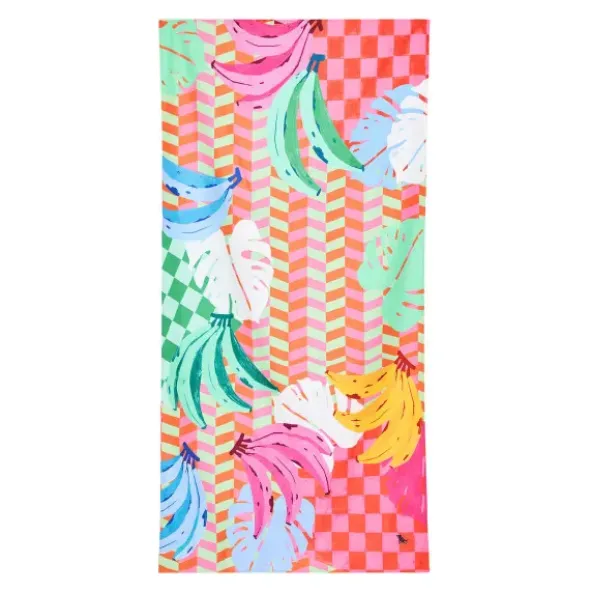 Strand- und Badetuch buntes Bananen Motiv - XL Handtuch 200 x 90 cm mit Beutel, schnelltrocknend & leicht