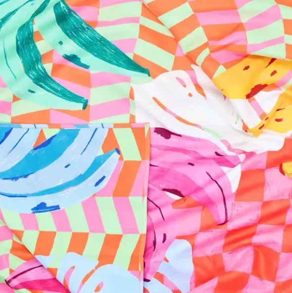 Strand- und Badetuch buntes Bananen Motiv - XL Handtuch 200 x 90 cm mit Beutel, schnelltrocknend & leicht
