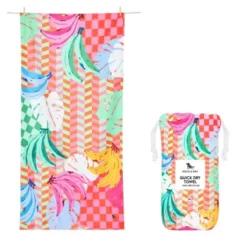 Strand- und Badetuch buntes Bananen Motiv - XL Handtuch 200 x 90 cm mit Beutel, schnelltrocknend & leicht