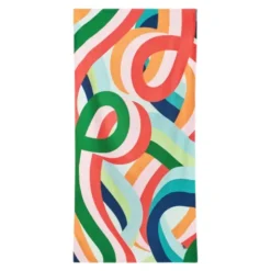 Strand- und Badetuch buntes Schlaufenmuster - XL Handtuch 200 x 90 cm mit Beutel, schnelltrocknend & leicht