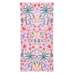 Strand- und Badetuch bunte Tropenmotive - XL Handtuch 200 x 90 cm mit Beutel, schnelltrocknend & leicht