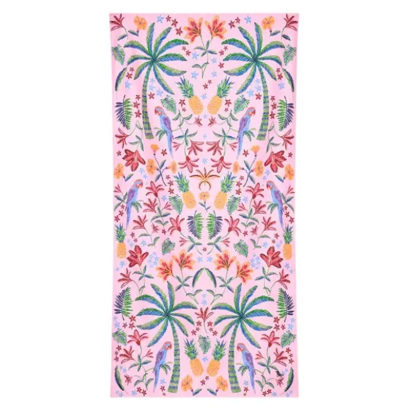 Strand- und Badetuch bunte Tropenmotive - XL Handtuch 200 x 90 cm mit Beutel, schnelltrocknend & leicht