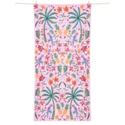 Strand- und Badetuch bunte Tropenmotive - XL Handtuch 200 x 90 cm mit Beutel, schnelltrocknend & leicht