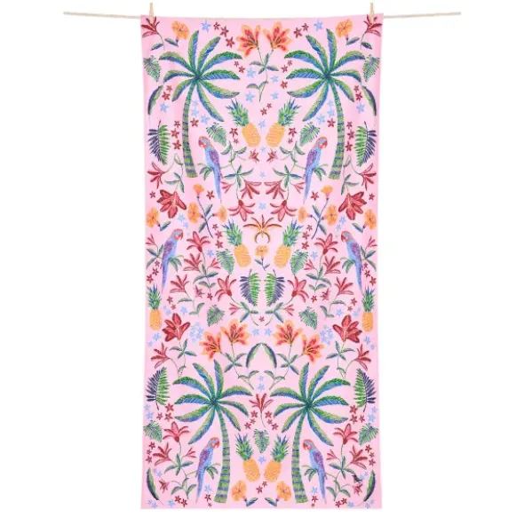Strand- und Badetuch bunte Tropenmotive - XL Handtuch 200 x 90 cm mit Beutel, schnelltrocknend & leicht