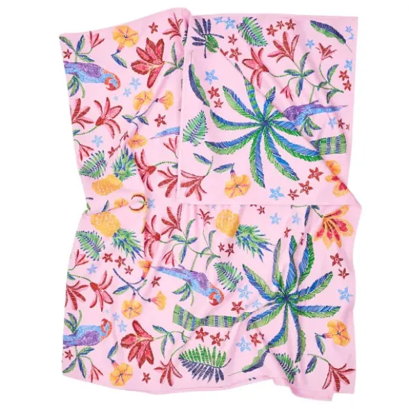 Strand- und Badetuch bunte Tropenmotive - XL Handtuch 200 x 90 cm mit Beutel, schnelltrocknend & leicht