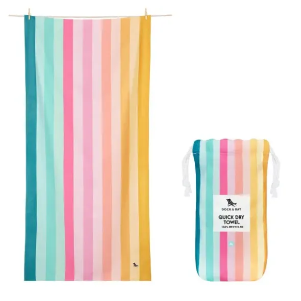 Strand- und Badetuch bunt gestreift - XL Handtuch 200 x 90 cm mit Beutel, schnelltrocknend & leicht