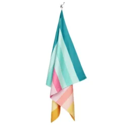 Strand- und Badetuch bunt gestreift - XL Handtuch 200 x 90 cm mit Beutel, schnelltrocknend & leicht
