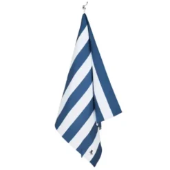 Strand- und Badetuch dunkelblau-weiß gestreift - XL Handtuch 200 x 90 cm mit Beutel, schnelltrocknend & leicht