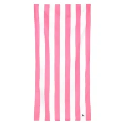Strand- und Badetuch pink-weiß gestreift - XL Handtuch 200 x 90 cm mit Beutel, schnelltrocknend & leicht