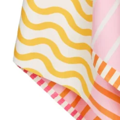 Strand- und Badetuch rosa-gelb-orange gestreift - XL Handtuch 200 x 90 cm mit Beutel, schnelltrocknend & leicht