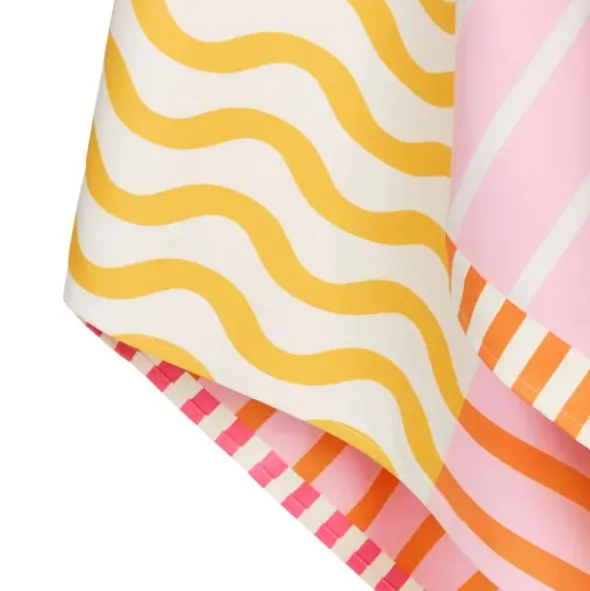 Strand- und Badetuch rosa-gelb-orange gestreift - XL Handtuch 200 x 90 cm mit Beutel, schnelltrocknend & leicht