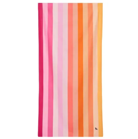 Strand- und Badetuch rosa-orange gestreift - XL Handtuch 200 x 90 cm mit Beutel, schnelltrocknend & leicht