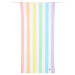 Strand- und Badetuch XL 200 x 90 cm mit Beutel - schnelltrocknend & leicht, bunt gestreift